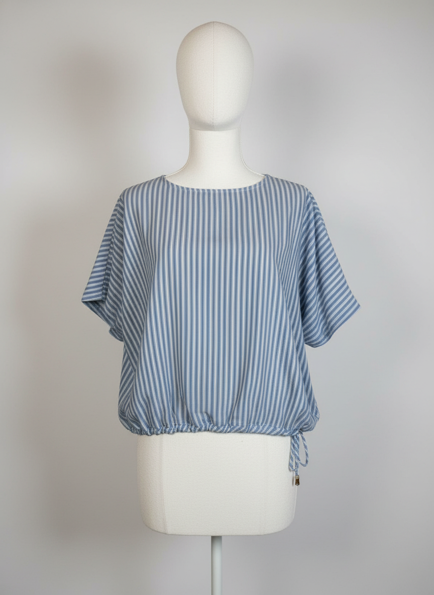 MB013-L 女裝淺藍間寬鬆上衣